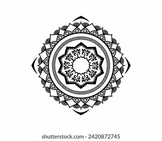 Vector abstract mandala pattern. Coloring book Lace pattern The tattoo. Design for a wallpaper Paint shirt and tile Sticker Design, Decorative circle ornament in ethnic oriental style