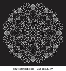 Vector abstract mandala pattern, decorative circle ornament in ethnic oriental style.