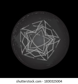 Vector abstract mandala pattern on a chalkboard background.