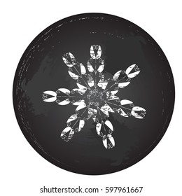  Vector abstract mandala pattern on a chalkboard background.