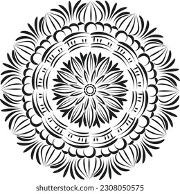 Vector Abstract Mandala Pattern. Mandala Retro hand drawn for print or use as poster, card, flyer, sticker or tattoo