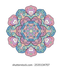 Vector Abstract Mandala Pattern.  Vibrant Spiritual Lace Tattoo with Islamic, Arabic, Indian, and Ottoman Influences