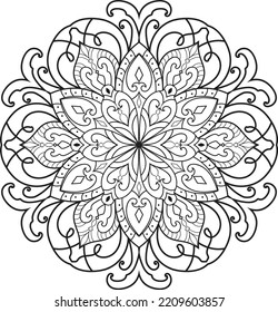 Abstrakte Vektorgrafik-Mandala-Muster.Schwarz-Weiß-Illustration.Outline.Farbseiten für das Farbbuch.