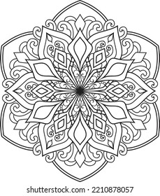 Vector abstract mandala pattern.Black and white illustration.Outline.Coloring page for coloring book.
