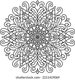 Abstrakte Vektorgrafik-Mandala-Muster.Schwarz-Weiß-Illustration.Outline.Farbseiten für das Farbbuch.