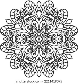 Abstrakte Vektorgrafik-Mandala-Muster.Schwarz-Weiß-Illustration.Outline.Farbseiten für das Farbbuch.