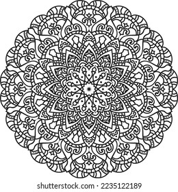 Vector abstract mandala pattern.Black and white illustration.Outline.Coloring page for coloring book.