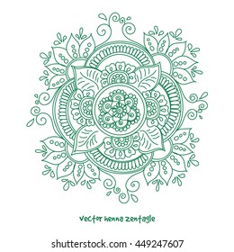 Vector abstract mandala of tattoo henna. Isolated zentagle for design on white background.