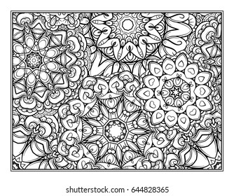 Vector abstract mandalas pattern page for antistress coloring