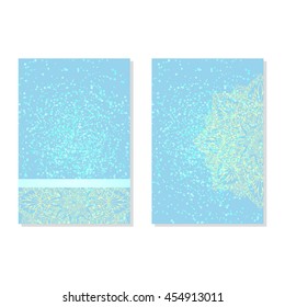 Vector abstract mandalas vertical banners set pattern blue glitter background.