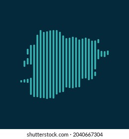 Vector abstract map of Andorra with blue straight rounded lines isolated on a indigo background.