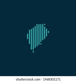 Vector abstract map of São Tomé and Príncipe with blue straight rounded lines isolated on a indigo background.
