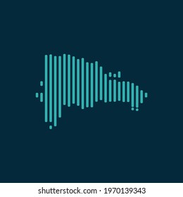 Vector abstract map of Dominican Republic with blue straight rounded lines isolated on a indigo background.