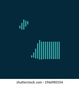 Vector abstract map of Equatorial Guinea with blue straight rounded lines isolated on a indigo background.