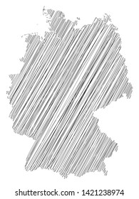 Vector abstract map of Germany consisting of lines isolated on white background