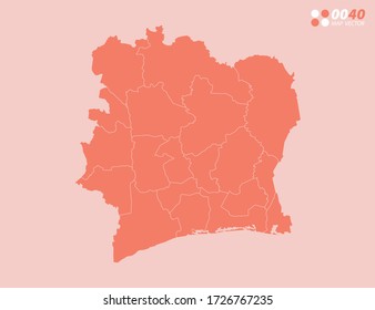 Vector abstract map of Ivory Coast