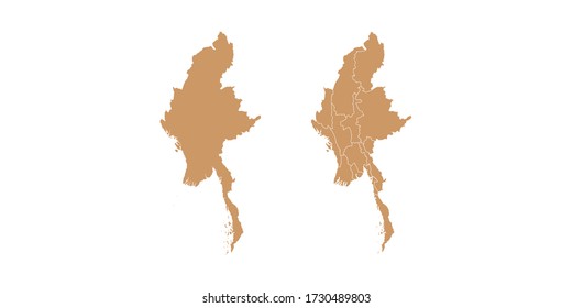 Vector abstract map of Myanmar