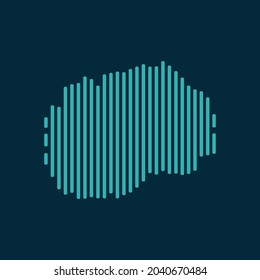 Vector abstract map of North Macedonia with blue straight rounded lines isolated on a indigo background.