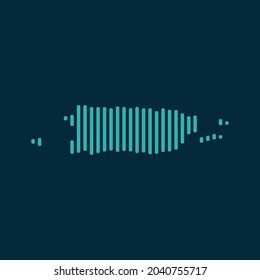 Vector abstract map of Puerto Rico with blue straight rounded lines isolated on a indigo background.