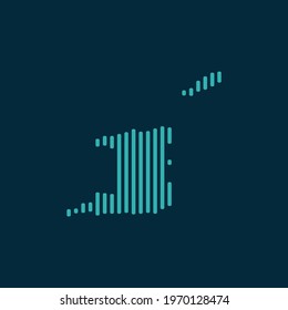 Vector abstract map of Trinidad and Tobago with blue straight rounded lines isolated on a indigo background.