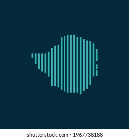 Vector abstract map of Zimbabwe with blue straight rounded lines isolated on a indigo background.