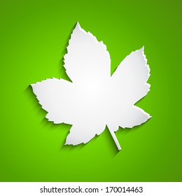 Vector abstract maple leaf on green background