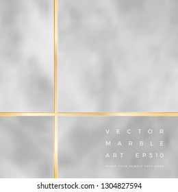 Vector abstract marble frame background.  Banner, poster design template with the flow of grey and gold texture. With place for your text.