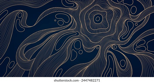 Vector abstract marble line graphic, cell, organic shape golden illustration. Soft splash, chemical abstract background. Liquid fluid element