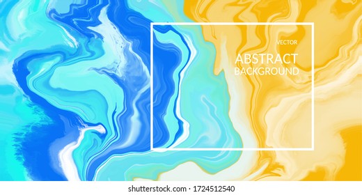 Vector abstract  marble texture yellow and blue color,   Fluid design  backgrounds 