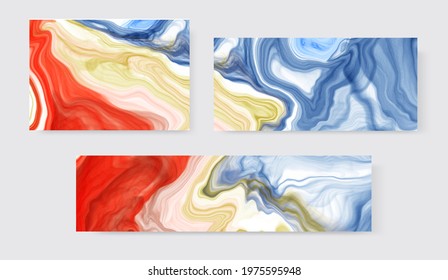 Vector abstract marble textures banner et. Color Ink illustration. Abstract ink painting. Vector design element.