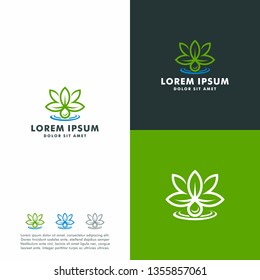 Vector Abstract Marijuana Oil logo template. Cannabis icon design