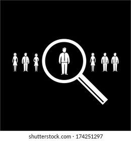 vector abstract market research icon or pictogram | flat design business infographics element white on black background