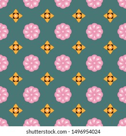 vector abstract mehndi seamless pattern, colorful background with ornament illustration and  geometric mandalas. perfect for surface pattern print and all of prints fabric purposes, wallpaper, texture