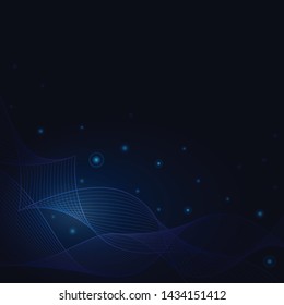 Vector abstract mesh line with concept communication technology on blue background.