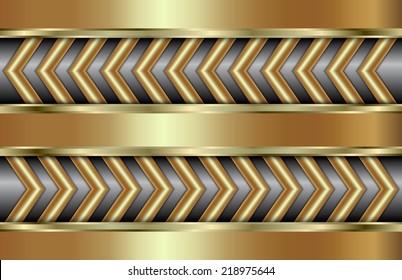 Vector abstract metal gold background with zigzag in tabloid format