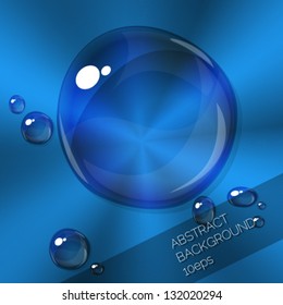 Vector abstract metallic background with transparent water drops. Image contains transparency, 10 EPS