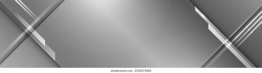 Vector abstract metallic shape, grey metal - steel, texture pattern, shiny and glossy on chrome color background. Illustration modern design, silver plate, technology concept for wallpaper background