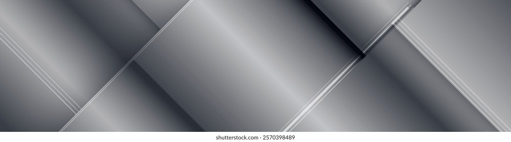 Vector abstract metallic shape, grey metal - steel, texture pattern, shiny and glossy on chrome color background. Illustration modern design, silver plate, technology concept for wallpaper background