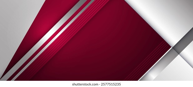 Vector abstract metallic shape, grey metal, line, light effect on dark red gradient color for wallpaper background. Illustration modern graphic design, technology concept, futuristic background