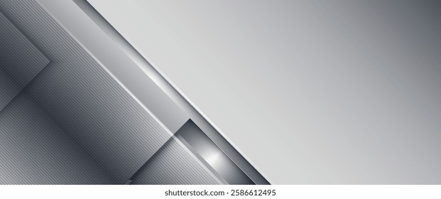 Vector abstract metallic shape, grey metal - steel, texture pattern, shiny and glossy on chrome color background. Illustration modern design, silver plate, technology concept for wallpaper background