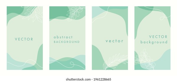 Set  of vector abstract minimal background. Trendy hand drawn organic shape design banner.