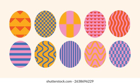 Vector abstract minimal backgrounds in bright bold tones with hand-drawn wavy lines and groovy naive elements — simple decorative frames and borders for creative cards, posters, and modern prints