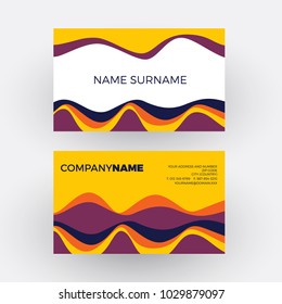 Vector abstract minimal geometric with waves in yellow. Vintage and pop background. Business card