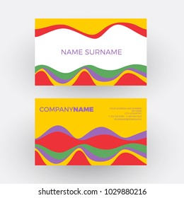 Vector abstract minimal geometric with waves in bright color. Vintage and pop background. Business card