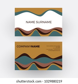 Vector abstract minimal geometric with waves in brown. Vintage and pop background. Business card