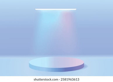 Vector abstract minimal scene for products stage showcase and promotion display with Realistic 3D cylinder pedestal and curtain.