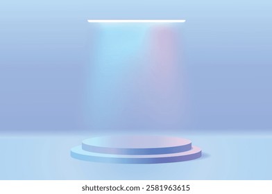 Vector abstract minimal scene for products stage showcase and promotion display with Realistic 3D cylinder pedestal and curtain.