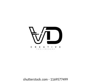 Vector Abstract Minimalism Modern Linked Monogram Letter VD Logo