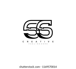 Vector Abstract Minimalism Modern Monogram Letter SS Design Logo