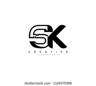 Vector Abstract Minimalism Modern Monogram Letter SK Design Logo